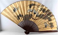 VINTAGE CHINESE LARGE FOLDABLE FAN WITH CRANES