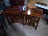 Pr of end tables solid wood