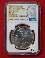 2021 O Morgan Silver Dollar NGC MS69 Privy Mark