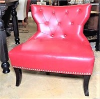 Bombay Leather Tufted Back Chair with Nailhead