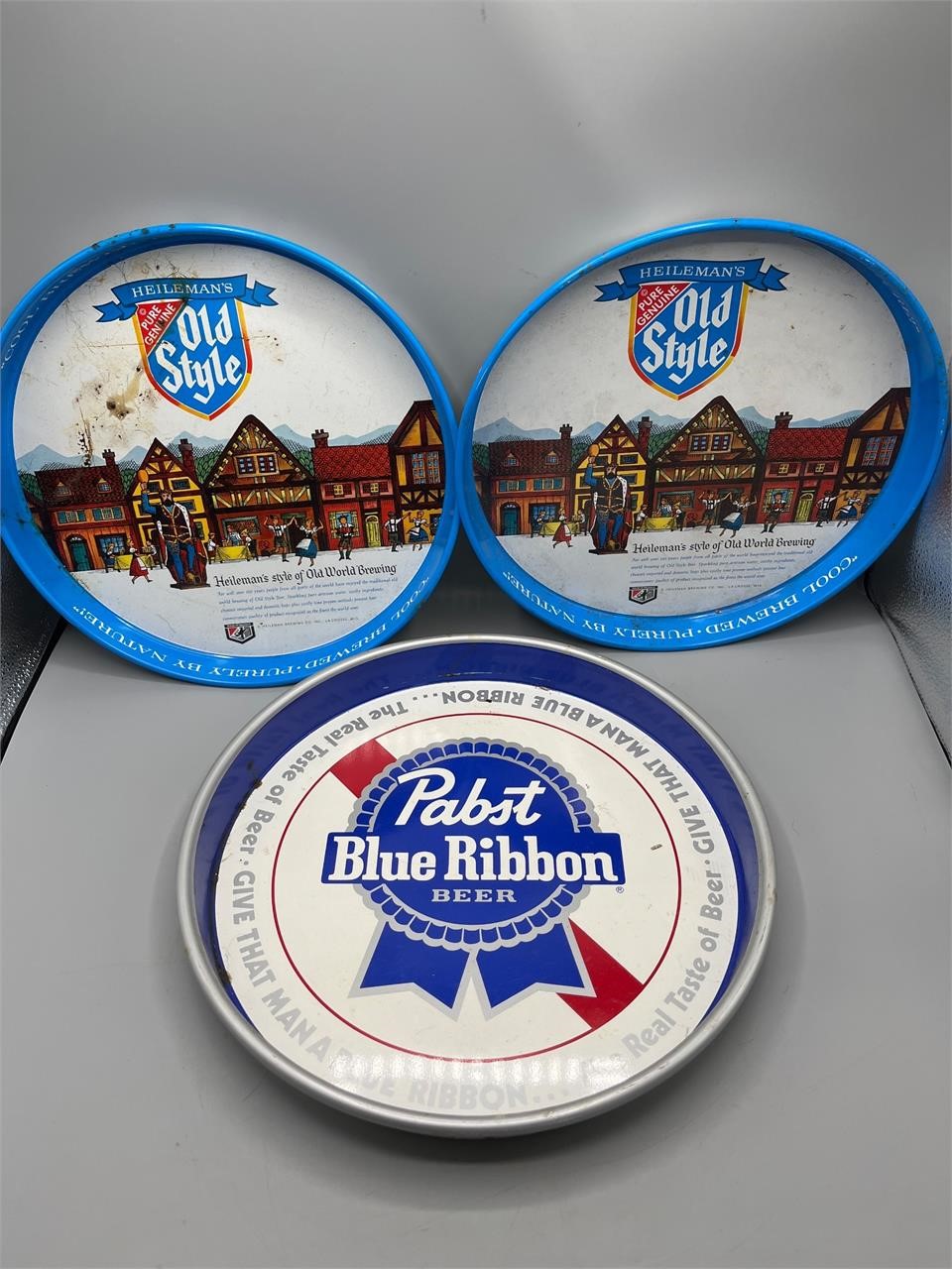 Vintage Pabst blue ribbon & Heileman's  beer trays