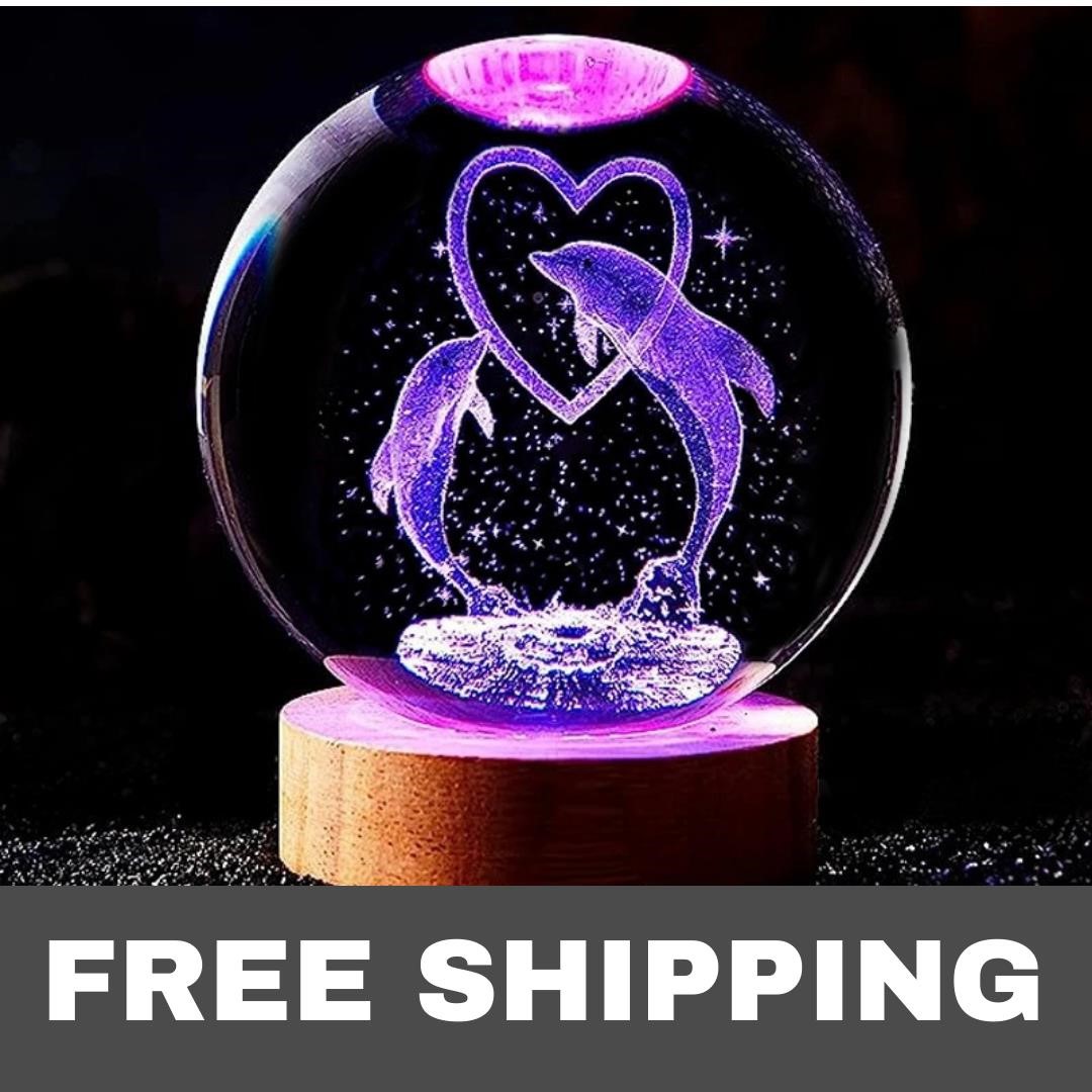 NEW 3D Dolphin Crystal Ball Color night light