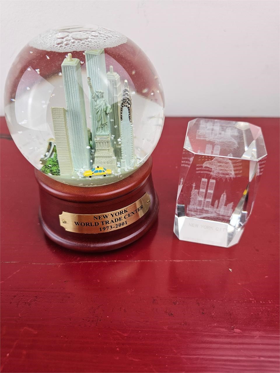 World Trade Center Globe and Glass Paperweight