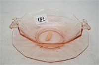 Pink Depression Oval Bowl w/Underplate