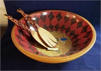 African Hand Crafted  Salad Bowl 14"w x 5"h