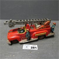 Battery Operated Tin Litho Fire Truck