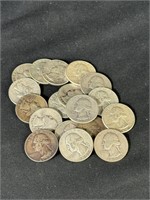 Lot of 18 Silver Quarters 1950-1964