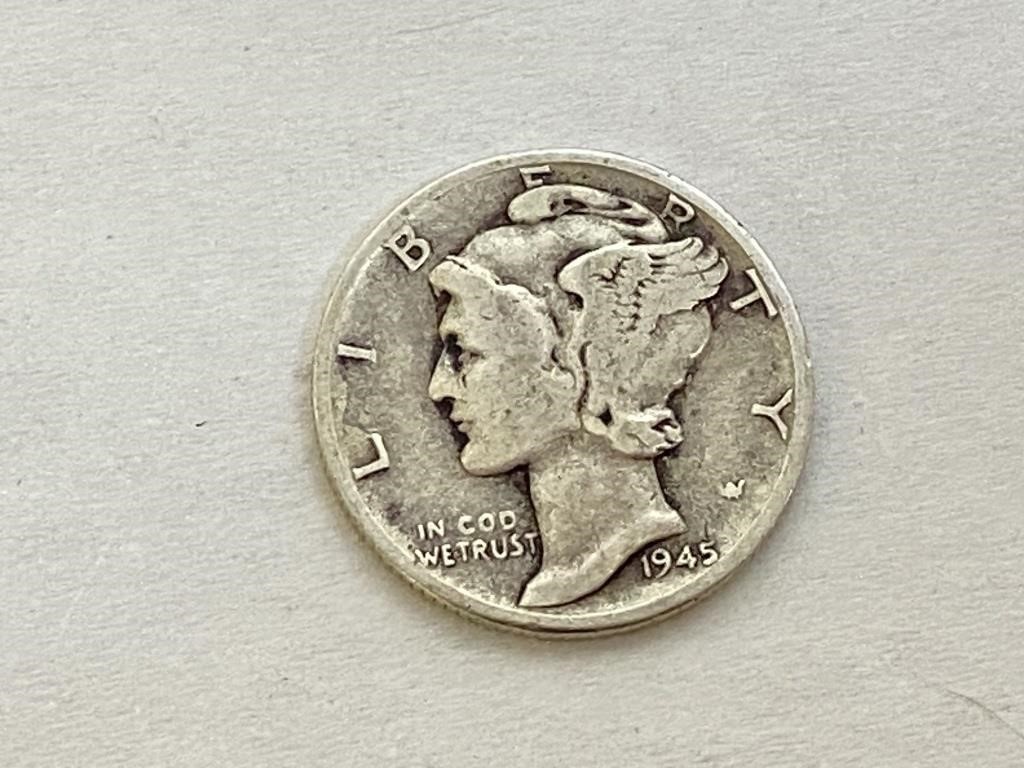 1945 SILVER Mercury Dime