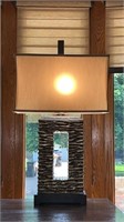 Table lamp with square lamp shade approximately