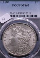 1886 PCGS MS63 MORGAN DOLLAR