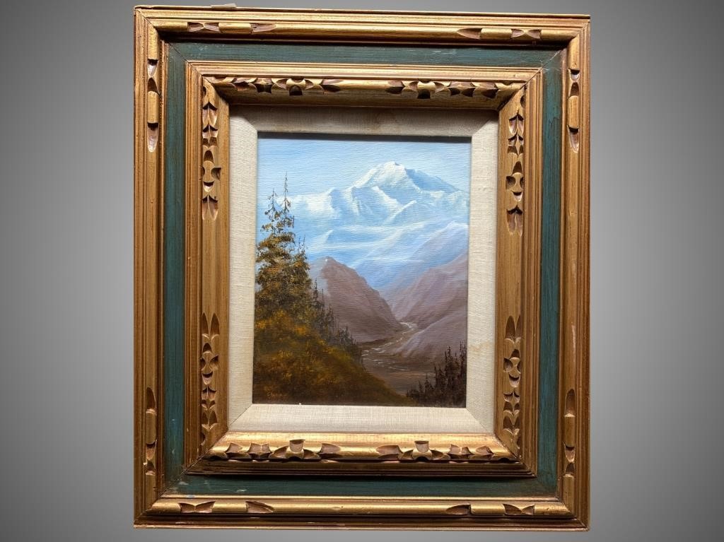 Ruth Steele oil on canvas of Alaskan mountain scen