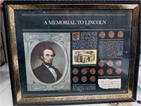 OF) A memorial to Lincoln framed coin set
