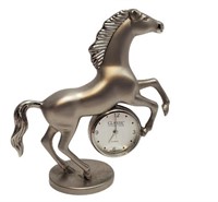 CLASSIC COLLECTION WORKING CLOCK WITH HORSE SILVER