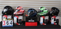 FIVE(5) ZOX ADULT HELMETS ASSORTED SIZES