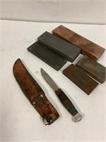 Knife and stones for sharpening