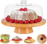 Homeries 6-in-1 Bamboo Cake Stand with Lid