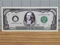 James Madison presidential novelty banknote