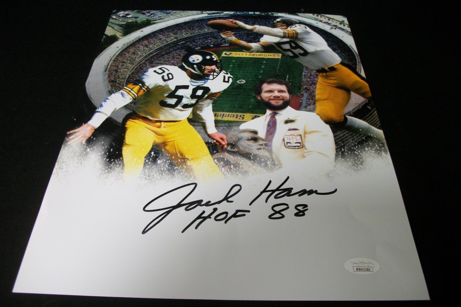 STEELERS JACK HAM SIGNED 11X14 PHOTO JSA COA