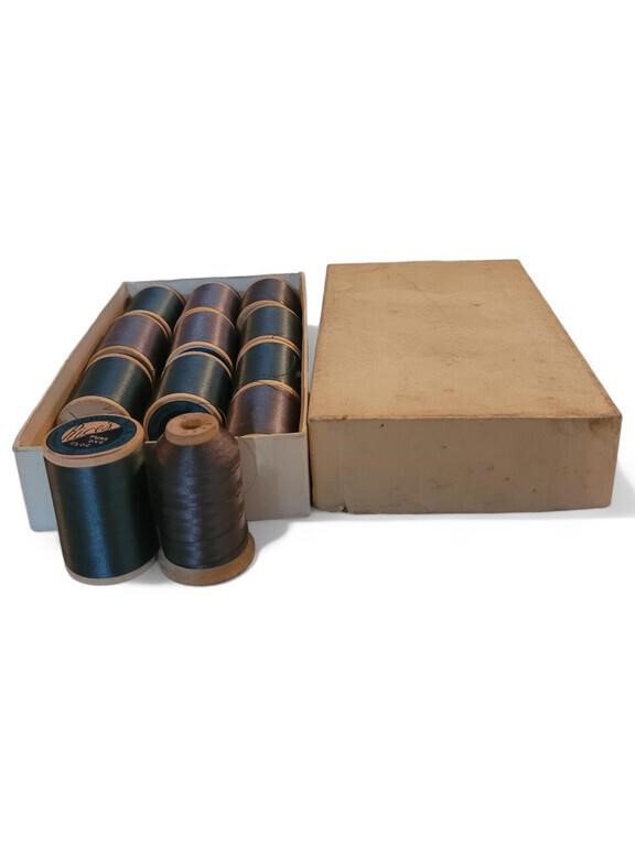 Box of new old stock silk thread grey