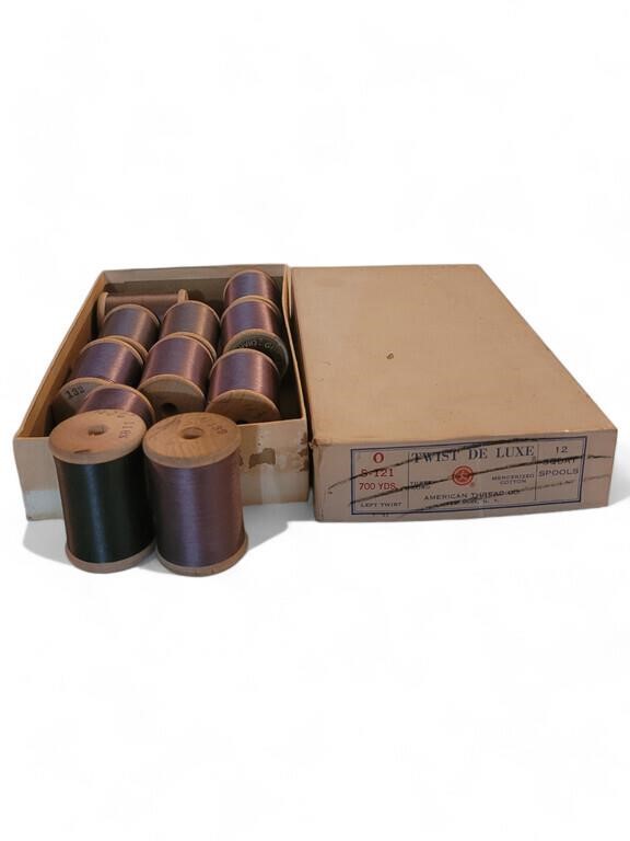 Box of new old stock silk thread light brown