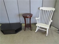 IKEA TV STAND, BOMBAY PLANT STAND & WHITE ROCKER