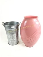 Pink vase & metal vase