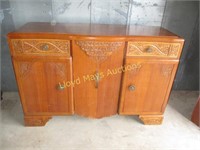 Mid Century Carved Wood Valet Dresser