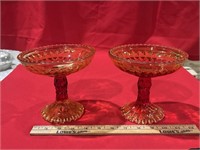 2 Amber candy dishes