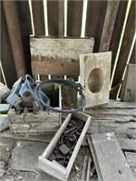 Box with Corn Sheller, Sink, Misc.