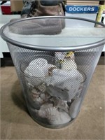 Metal waste basket with shells