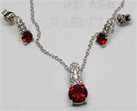 STERLING SILVER CZ WITH RED STONE SET
