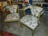 Pair of Vintage Retro Green Round Back Chairs