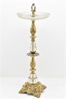 Brass & Crystal Ashtray Floor Stand