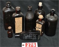 Amber bottles incl. "Wild Root", "Certo", and more