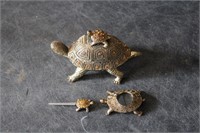 Turtle trinket box, letter opener, magnifying glas