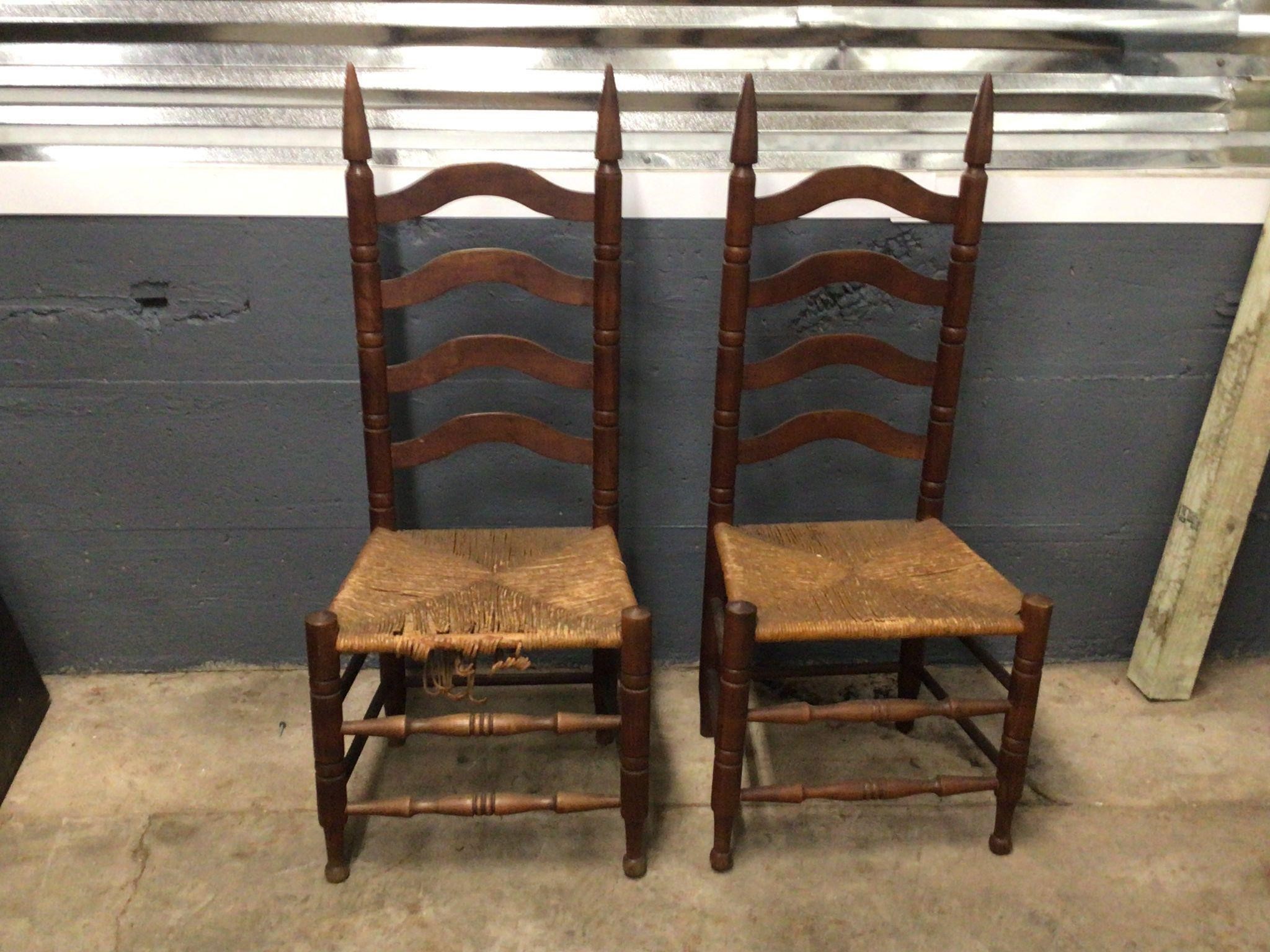 NICE LADDER BACK CHAIR AND ONE WITH DAMAGED SEAT