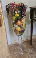 30" tall glass vase w plastic fruit, Royal Art