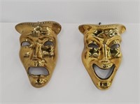 SOLID INDIA BRASS COMEDY & TRAGEDY WALL PLAQUES