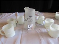 GROG FROSTED PITCHER, 6- GROG COFFEE CUPS