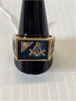 Ring Size 10-10 1/2 Masonic Gold tone