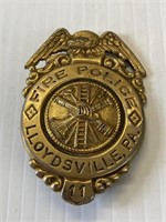 Fire Police Badge Lloydsville PA