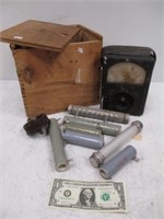 Vintage Thordason Wood Box w/ Old Meter &