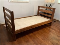 Rustic Slat Design Wood Twin Bed