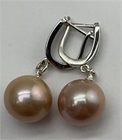 925 Silver Large Pearl Earrings