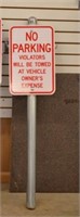 Metal "No Parking" Sign w/ Metal Pole