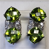 $400, S.Silver Genuine Peridots and CZs Earrings