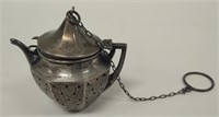 Antique Sterling Silver Teapot Kettle Tea Strainer