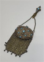 Antique French Gold Gilded Mesh Chatelaine Purse