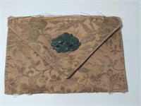 Vintage Silk Purse w/ Jade Pendant 14K Gold Clasp