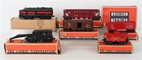 LIONEL 231 ENGINE, AND 5 CARS, w BOXES